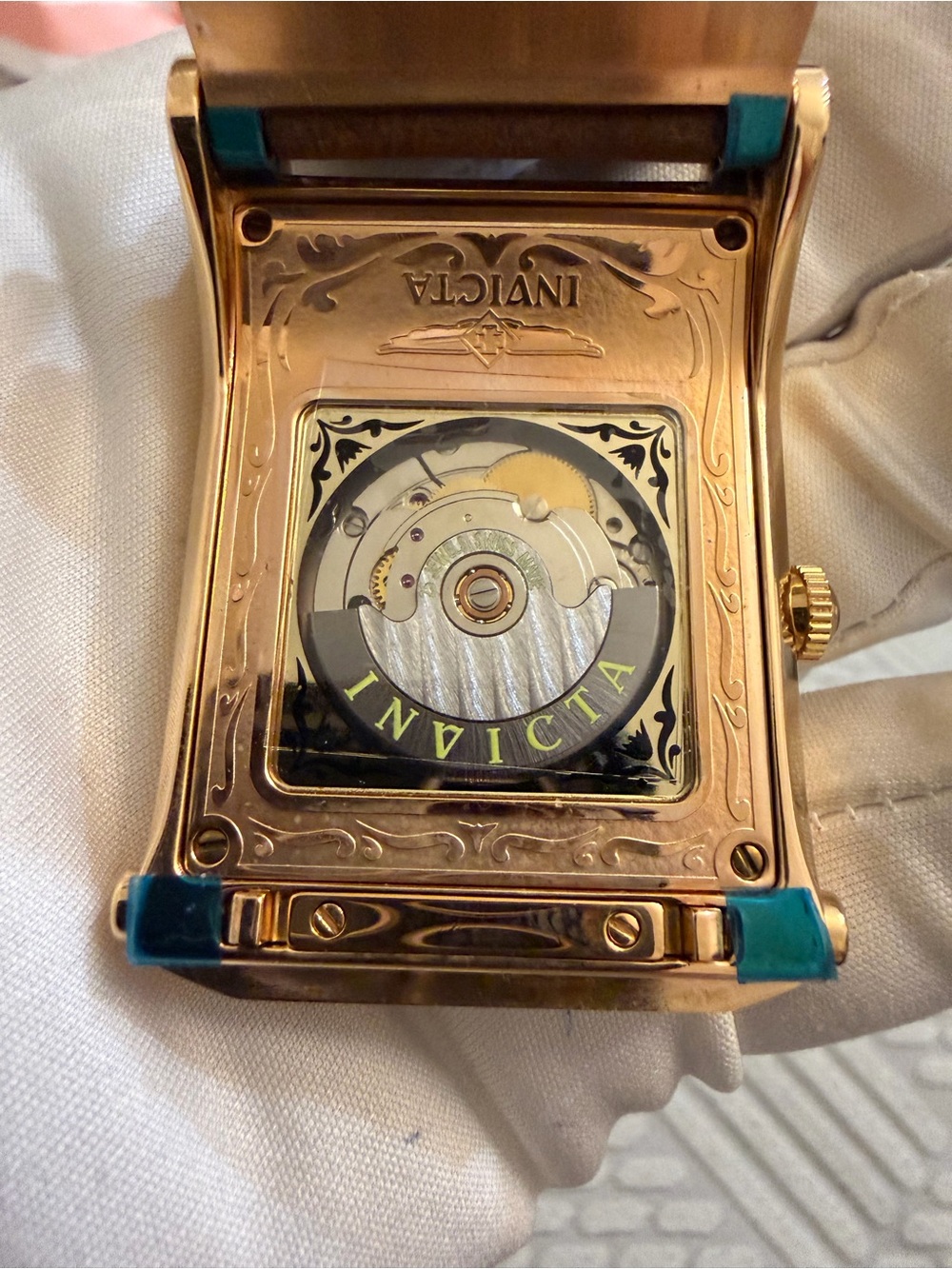 Rare Invicta Times Square 2413 Gold Swiss Automatic ETA 2824 Flip Case Watch - Picture 9 of 12